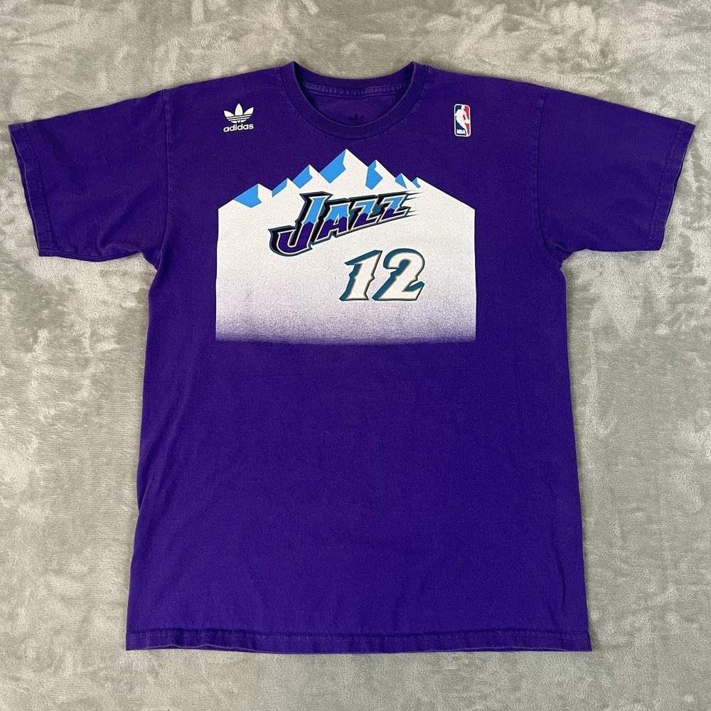 Utah Jazz Shirt Mens Medium Purple NBA Basketball John Stockton 12 Adidas